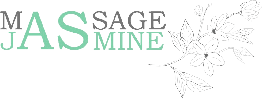 Logo Massage Jasmine – Schriftzug mit Jasminzweig